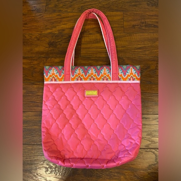 Cinda B Essential Tote Quilted Calypso Pink Shoulder Bag Purse Snap Bright - Picture 1 of 9
